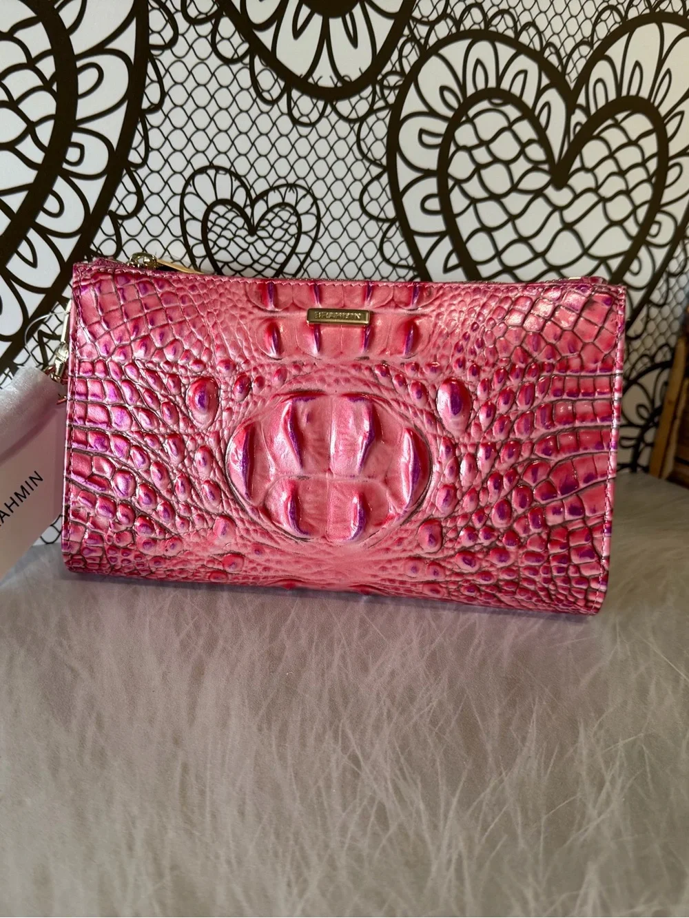 FIRM >>> BRAHMIN Daisy French Rose NWT PERFECT EYE PLACEMENT PINK BEAUTY